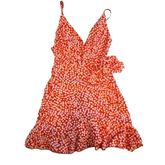 EC WHITE FOX YACHT CLUB RED FLORAL WRAP DRESS SZ.S - Picture 3 of 7